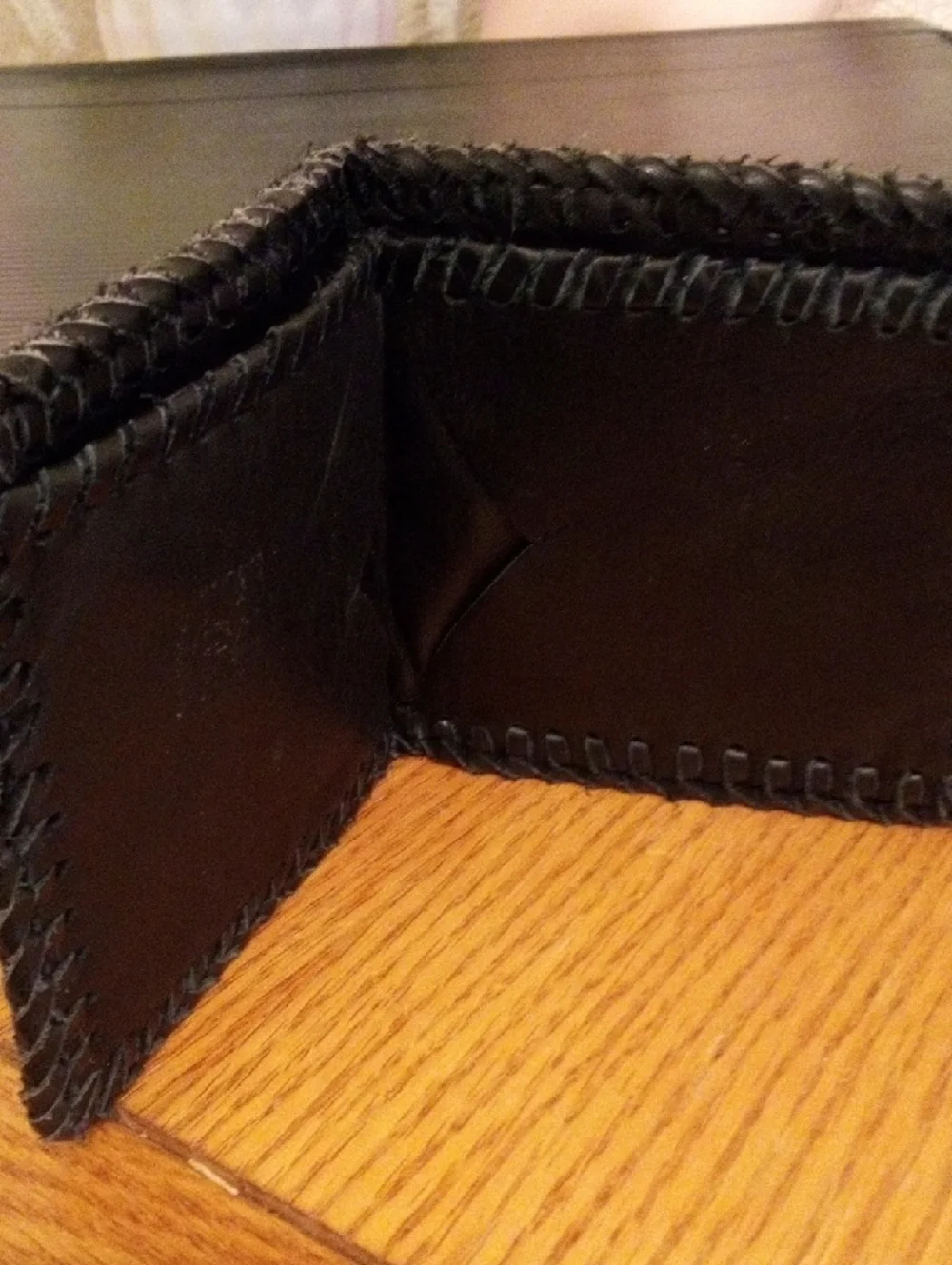 Handstitched Black Leather Bifold Wallet